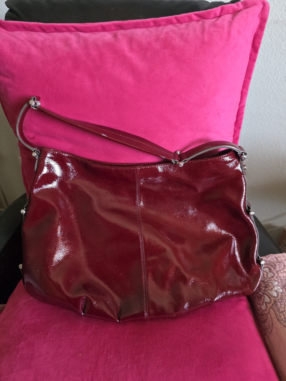 Liz Claiborne Vintage Patent Burgundy Shoulder Bag